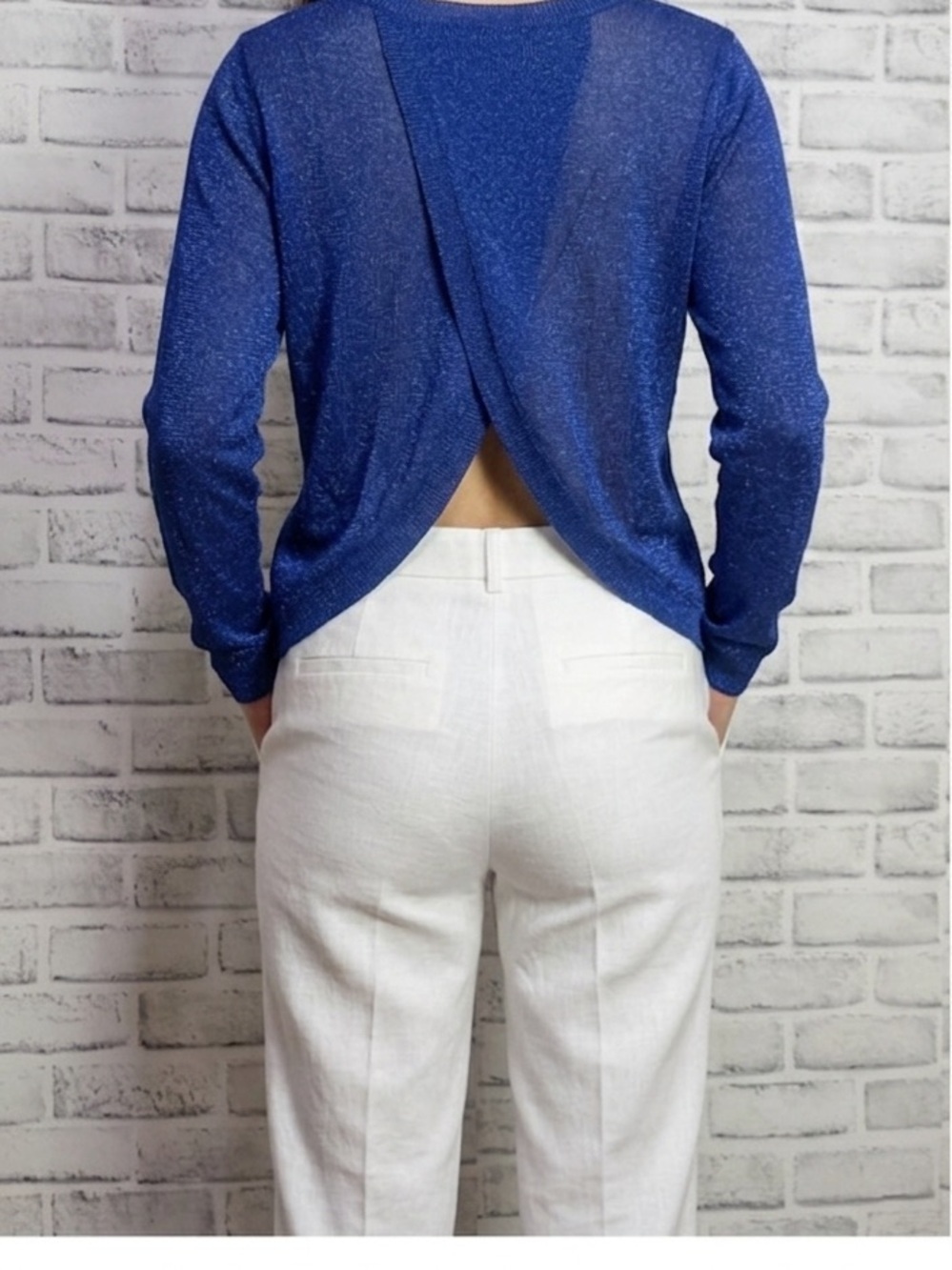 AIKO Electric Blue Open Back Knit Sweater NWT Extra Small - Picture 9 of 9